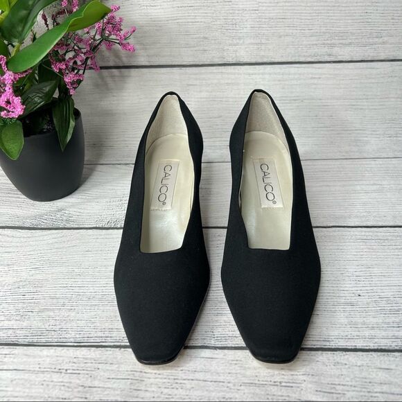 CALICO Sensation Women Black Fabric Slip on Pumps Size 7.5 - Picture 2 of 9